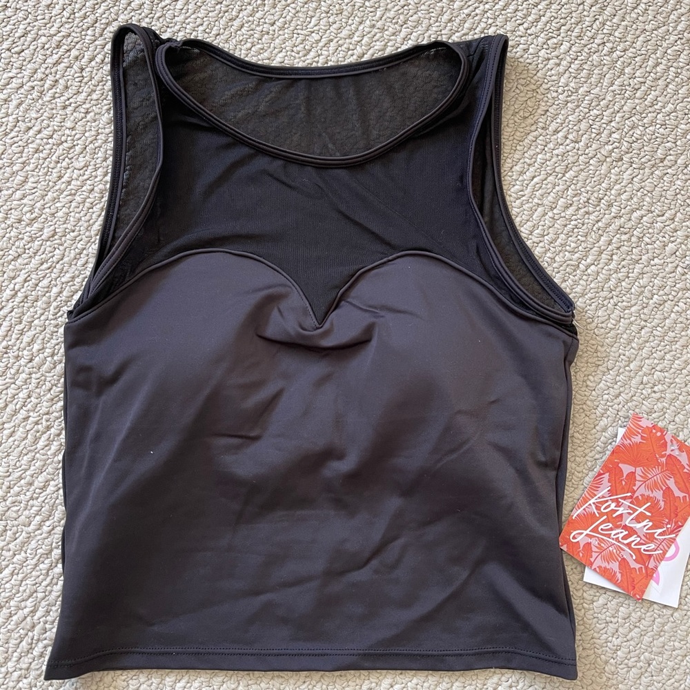 Kortni Jeane Netted Sweetheart Swim Top sz S